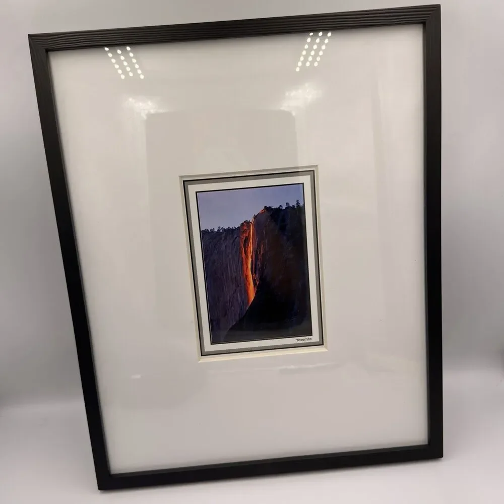Yosemite Firefall Framed Photo Print Matted Black Frame 15.5x12.5 Wall Decor